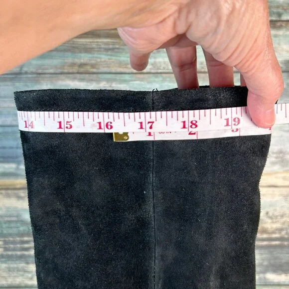 Born Over The Knee Boots Womens Size 7 Black Suede Pull On Block Heel Round Heel - Picture 10 of 13